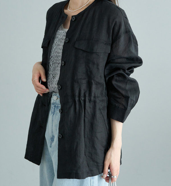  「ラミーノーカラーサファリジャケット」|テーラードジャケット|