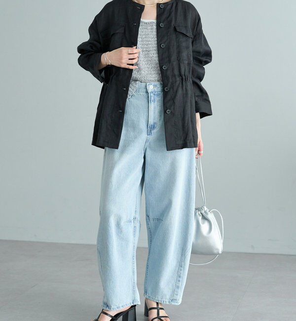  「ラミーノーカラーサファリジャケット」|テーラードジャケット|