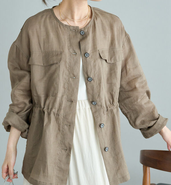  「ラミーノーカラーサファリジャケット」|テーラードジャケット|