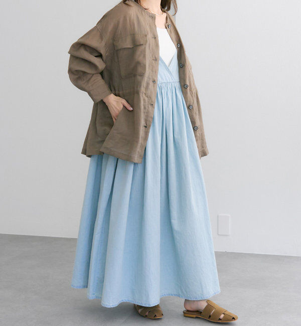  「ラミーノーカラーサファリジャケット」|テーラードジャケット|