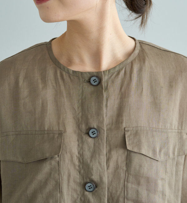  「ラミーノーカラーサファリジャケット」|テーラードジャケット|