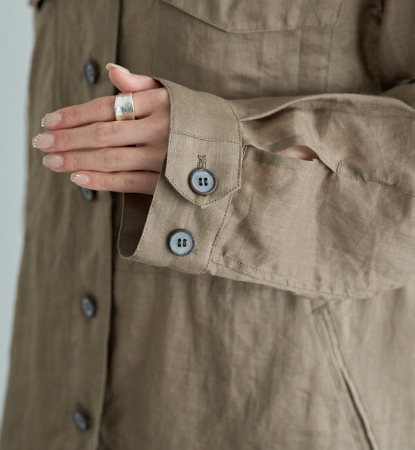  「ラミーノーカラーサファリジャケット」|テーラードジャケット|