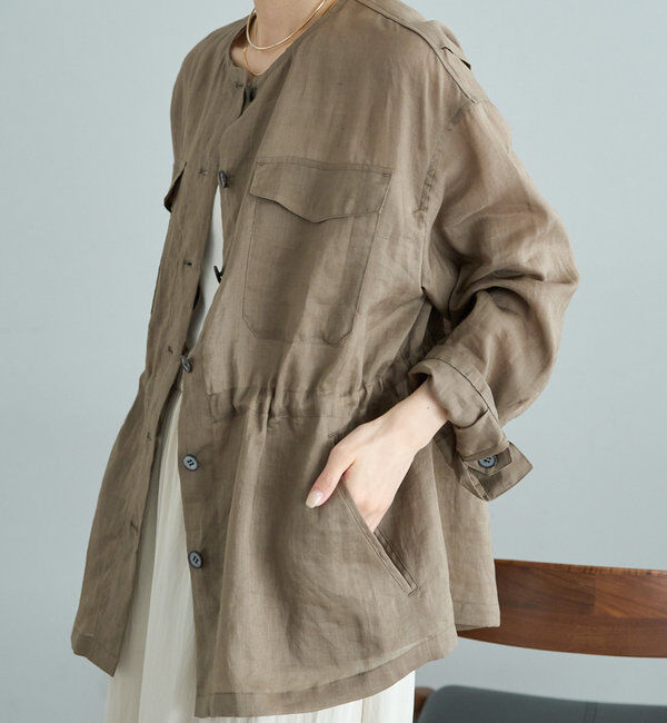  「ラミーノーカラーサファリジャケット」|テーラードジャケット|