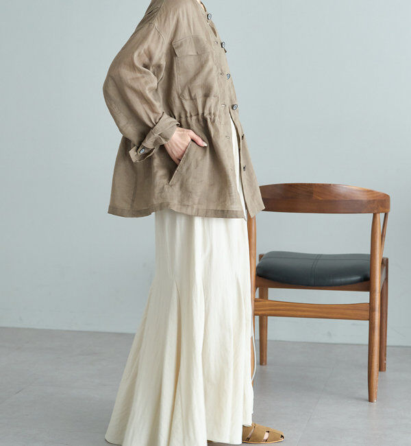  「ラミーノーカラーサファリジャケット」|テーラードジャケット|