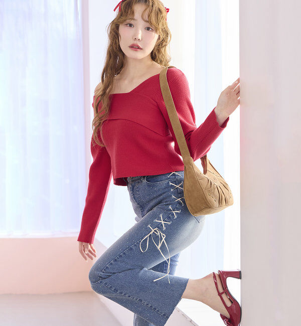  「スタッズ付きシャーリングホーボーバッグ」|ショルダー・メッセンジャー|