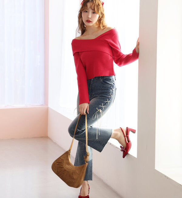  「スタッズ付きシャーリングホーボーバッグ」|ショルダー・メッセンジャー|