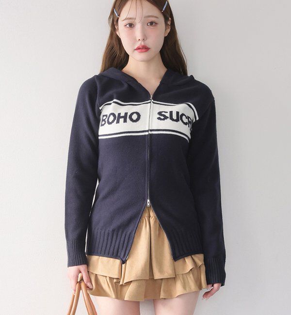  「ジップロゴジャガードニット」|ニット・セーター|