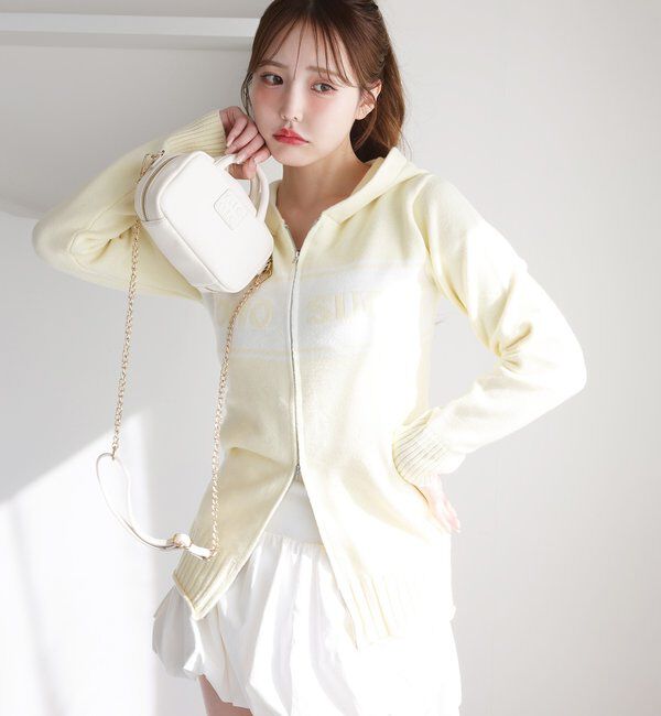  「ジップロゴジャガードニット」|ニット・セーター|イエロー