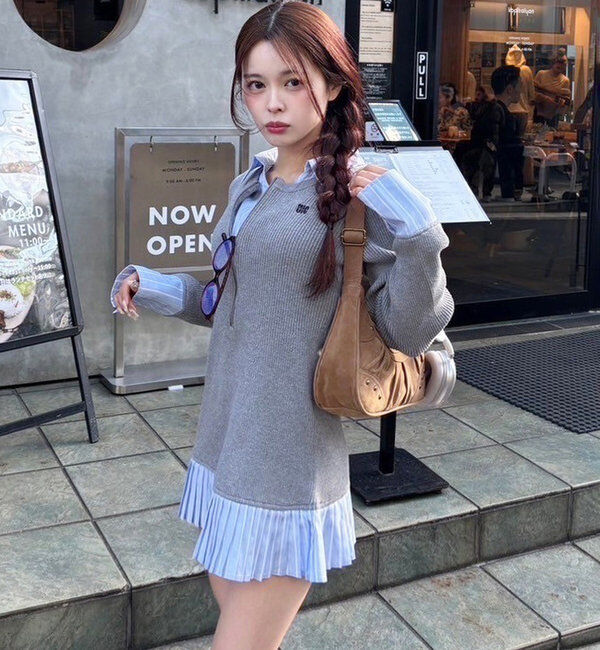  「Nono企画/ドッキングプリーツワンピ」|ワンピース|