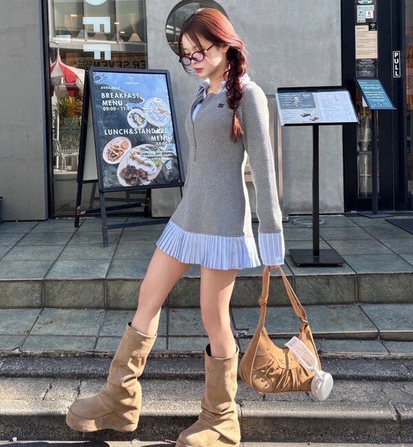  「Nono企画/ドッキングプリーツワンピ」|ワンピース|