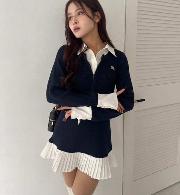  「Nono企画/ドッキングプリーツワンピ」|ワンピース|