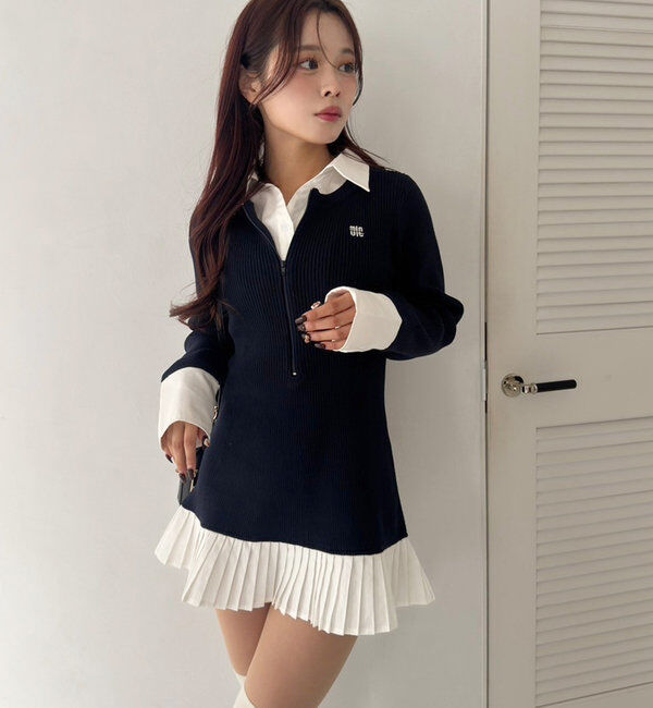  「Nono企画/ドッキングプリーツワンピ」|ワンピース|