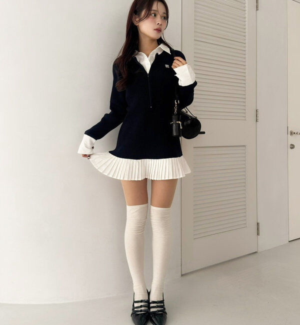  「Nono企画/ドッキングプリーツワンピ」|ワンピース|