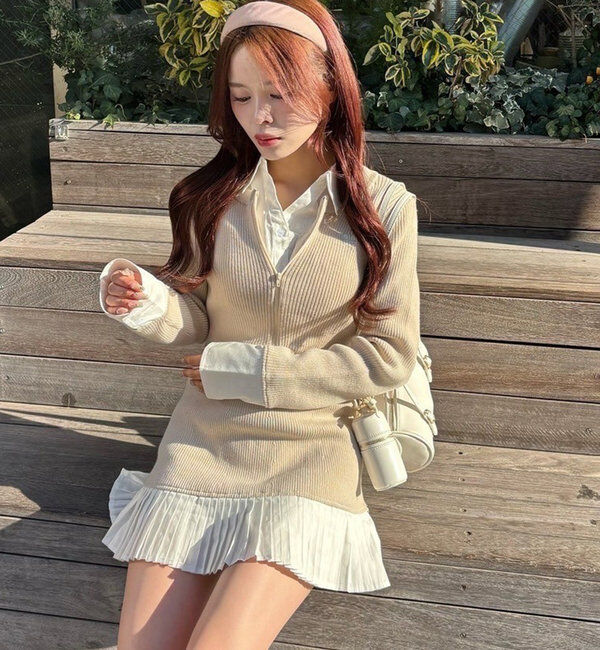  「Nono企画/ドッキングプリーツワンピ」|ワンピース|