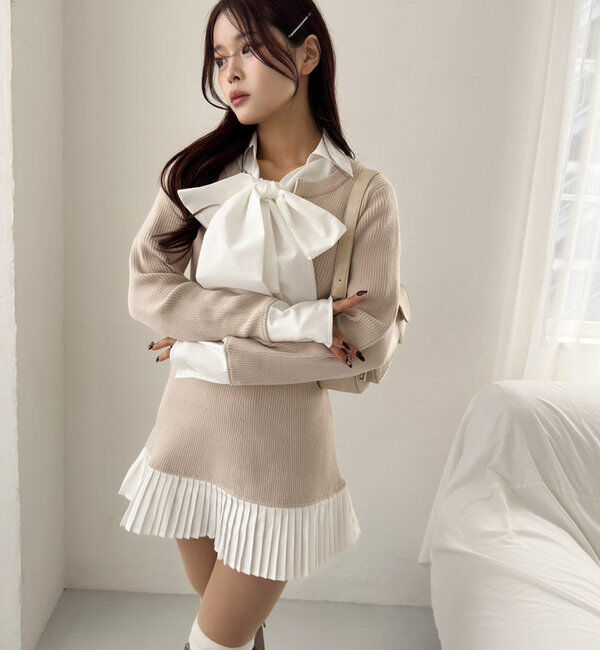  「Nono企画/ドッキングプリーツワンピ」|ワンピース|