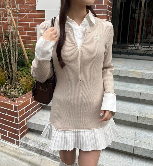  「Nono企画/ドッキングプリーツワンピ」|ワンピース|