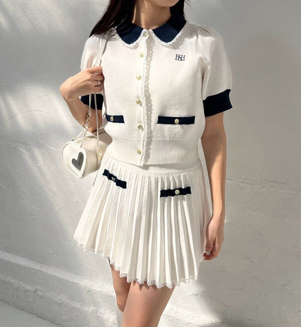  「ポロ襟半袖ニットセットアップ」|ワンピース|