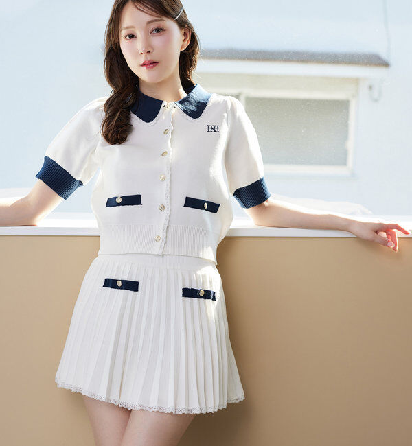  「ポロ襟半袖ニットセットアップ」|ワンピース|