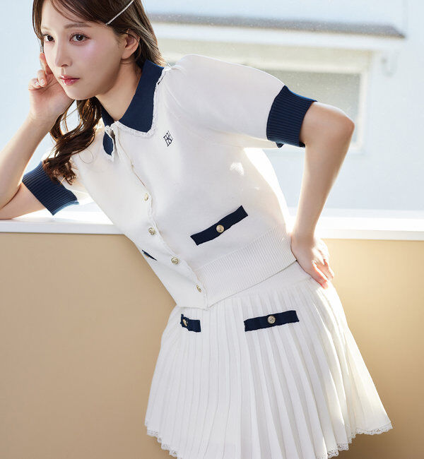  「ポロ襟半袖ニットセットアップ」|ワンピース|