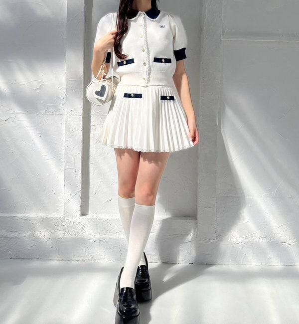  「ポロ襟半袖ニットセットアップ」|ワンピース|