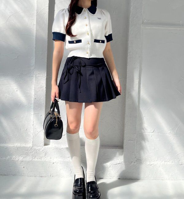  「ポロ襟半袖ニットセットアップ」|ワンピース|