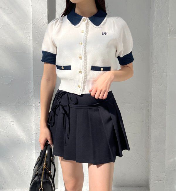  「ポロ襟半袖ニットセットアップ」|ワンピース|