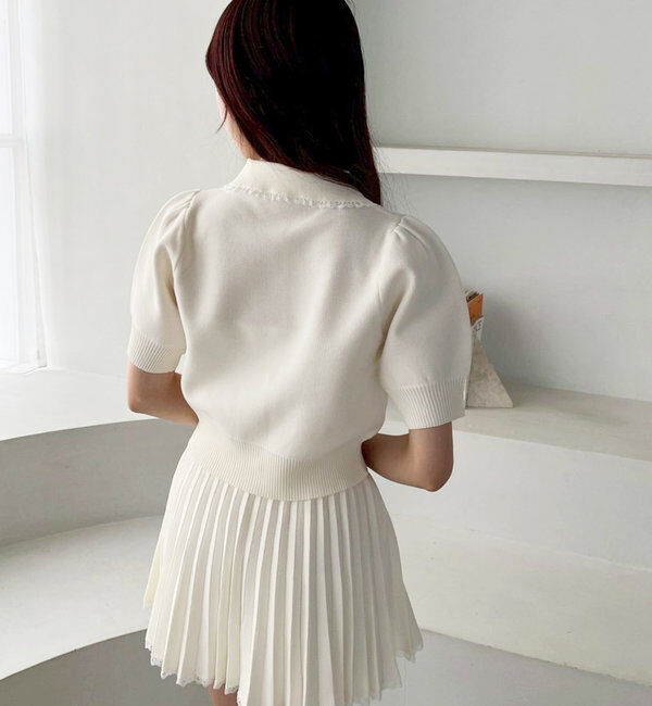  「ポロ襟半袖ニットセットアップ」|ワンピース|