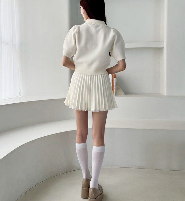  「ポロ襟半袖ニットセットアップ」|ワンピース|