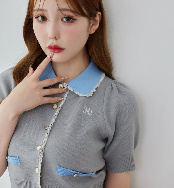  「ポロ襟半袖ニットセットアップ」|ワンピース|