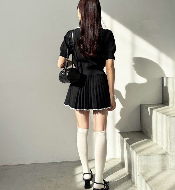  「ポロ襟半袖ニットセットアップ」|ワンピース|