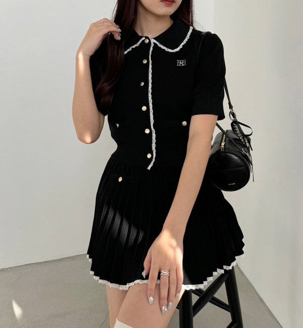  「ポロ襟半袖ニットセットアップ」|ワンピース|