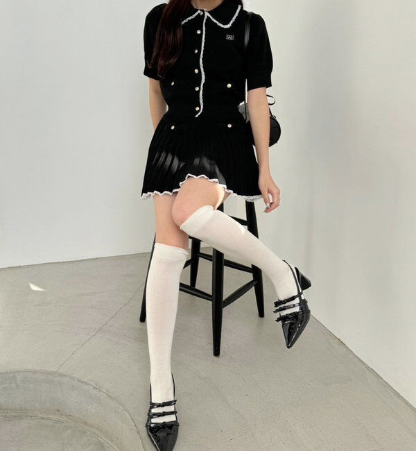  「ポロ襟半袖ニットセットアップ」|ワンピース|