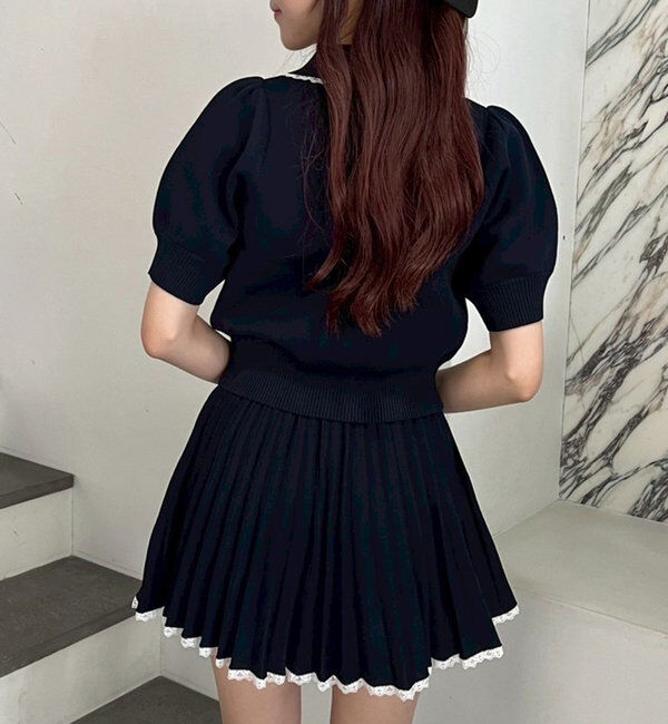  「ポロ襟半袖ニットセットアップ」|ワンピース|