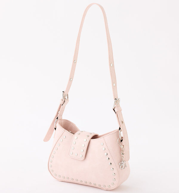  「チャーム付きスタッズバッグ」|ショルダー・メッセンジャー|ピンク