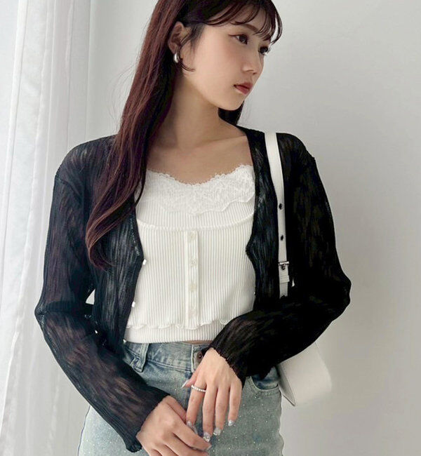  「ホック付きシアーカーデ」|ニット・セーター|