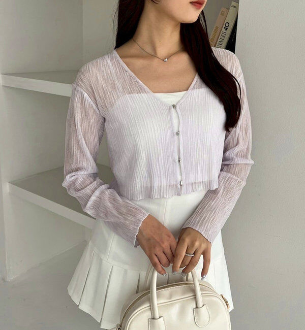  「ホック付きシアーカーデ」|ニット・セーター|