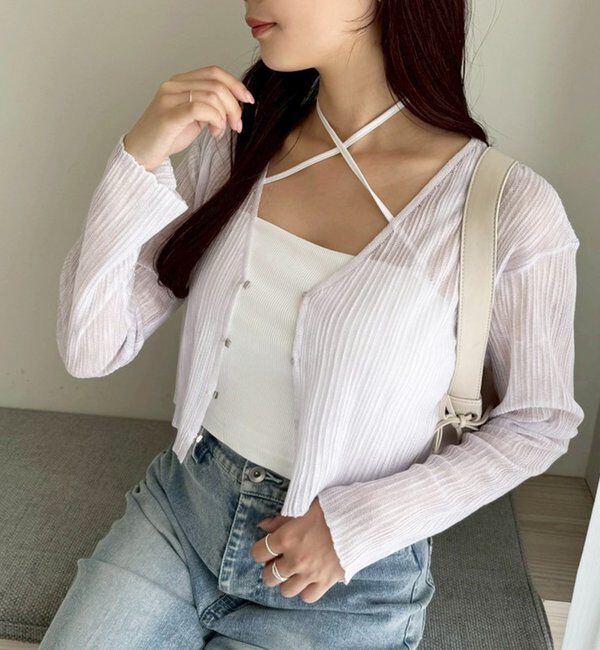  「ホック付きシアーカーデ」|ニット・セーター|