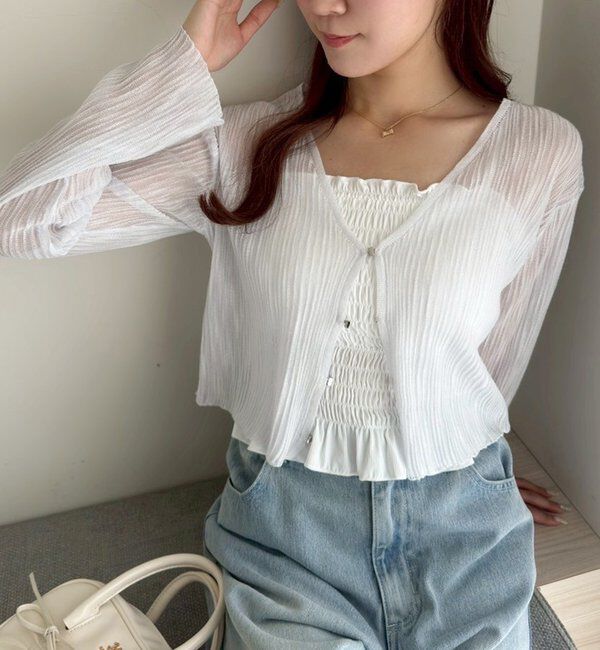  「ホック付きシアーカーデ」|ニット・セーター|