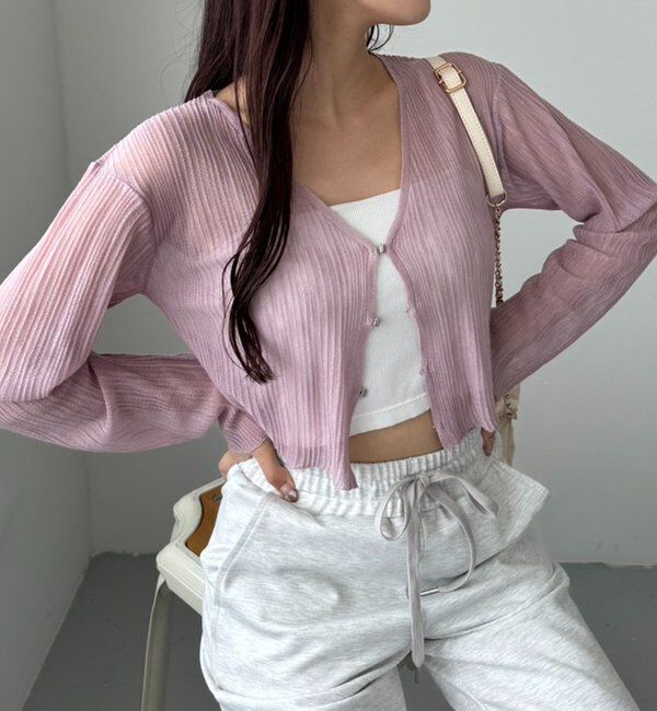  「ホック付きシアーカーデ」|ニット・セーター|