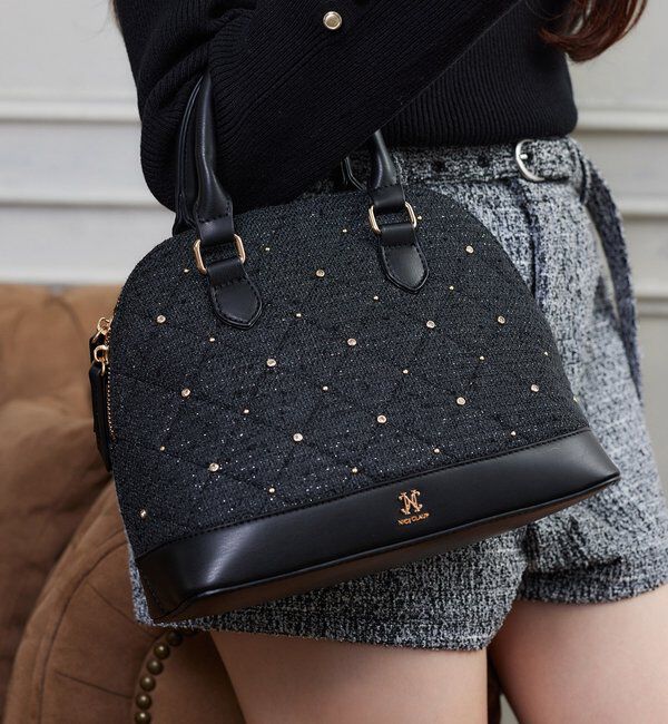  「【HolidayCollection】ビジュースタッズハンドバッグ」|ショルダー・メッセンジャー|