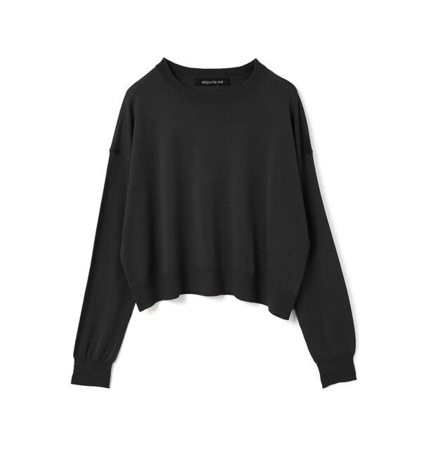 mizuiro ind「mizuiro ind ハイゲージクルーネックプルオーバー」|ニット・セーター|ブラック