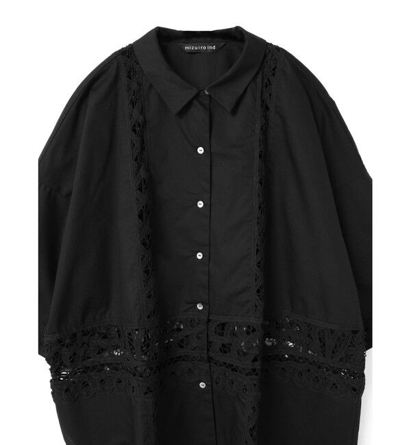 mizuiro ind「mizuiro ind バテンレースワイドシャツ」|シャツ・ブラウス|