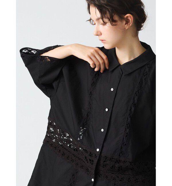 mizuiro ind「mizuiro ind バテンレースワイドシャツ」|シャツ・ブラウス|