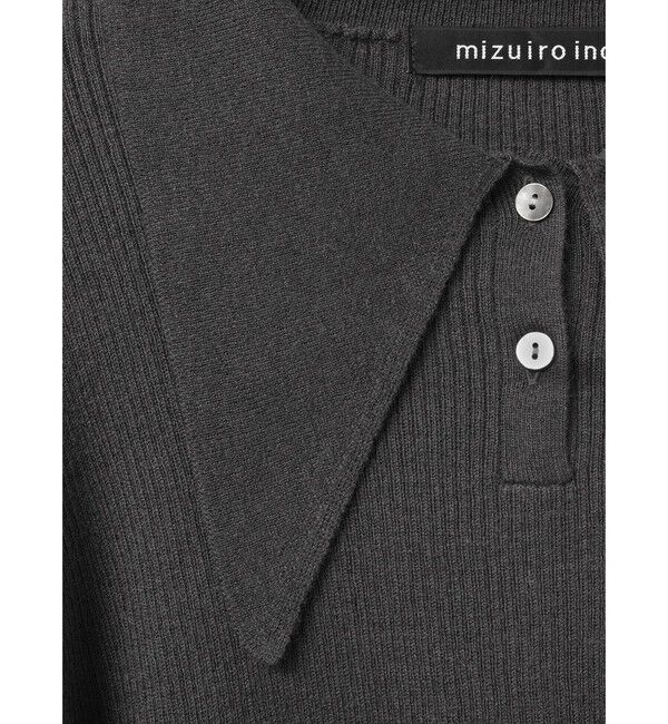 mizuiro ind「mizuiro ind ロングカラーニットポロ」|ニット・セーター|