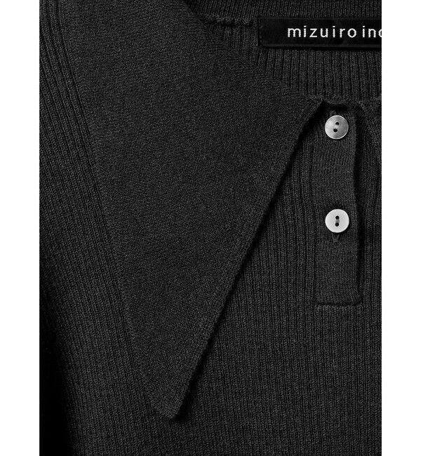 mizuiro ind「mizuiro ind ロングカラーニットポロ」|ニット・セーター|