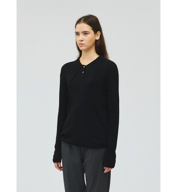 mizuiro ind「mizuiro ind ロングカラーニットポロ」|ニット・セーター|