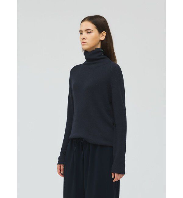 mizuiro ind「mizuiro ind ボタン付きリブハイネックプルオーバー」|ニット・セーター|