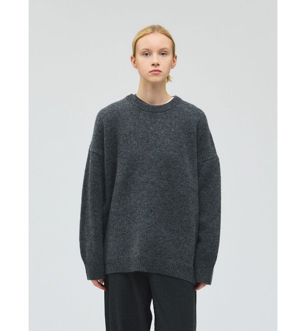 mizuiro ind「mizuiro ind MG/クルーネックワイドプルオーバー」|ニット・セーター|チャコールグレー
