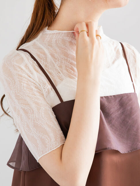 Te chichi「シアーレース5分袖トップス」|Tシャツ・カットソー|オフホワイト