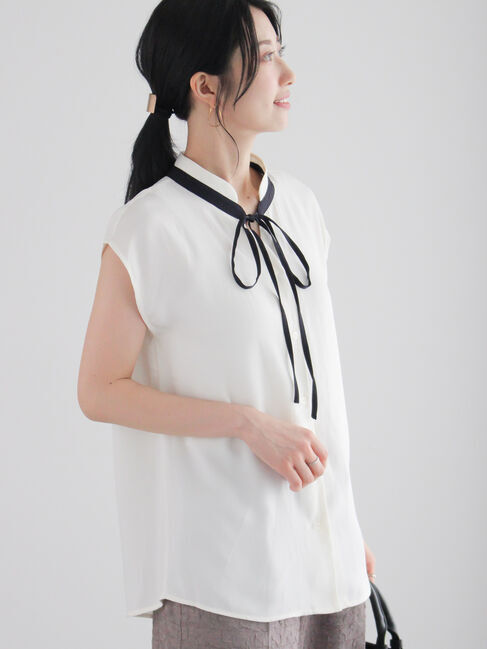 Te chichi「配色リボンドットアソートブラウス」|シャツ・ブラウス|オフホワイト